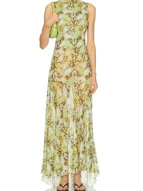 Siedres Fens Maxi Dress (multi). Light Green Floral Maxi Dress